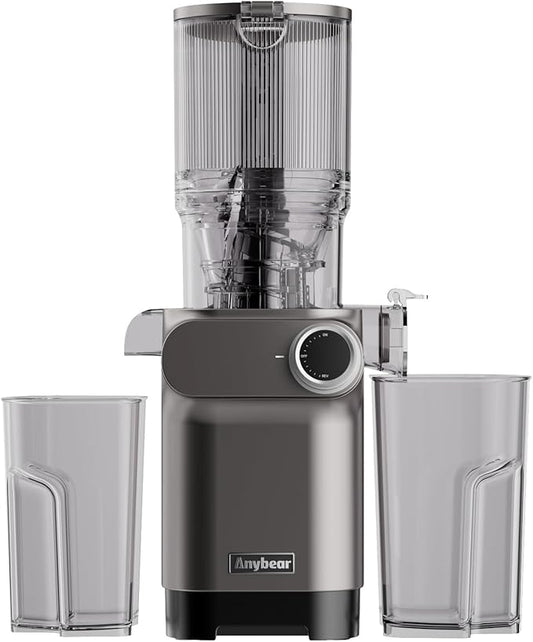 Cold Press Juicer, 200W Slow Masticating Juicer 4.3" Large Feed Chute Fit Whole Fruits Vegetables | Heavy Duty Auger | Tritan Materials | BPA Free | Easy to Clean (Light Gray)