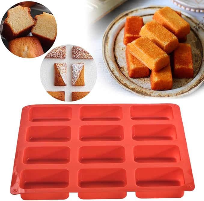 Silicone Loaf Pan, Non-Stick Mini Bread Pan, 12 Cavity Silicone Bread Baking Mold, for Loaf Cake, Bread, Meatloaf, Pack of 3