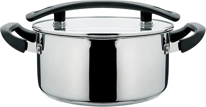 Stainless Steel Pasta Pot, Dutch Oven, Induction Pasta Pot with Strainer Lid, Stock Pot/Soup Pot, Easy Cleanup Stylish Cookware, Dishwasher Safe, 5 Quart
