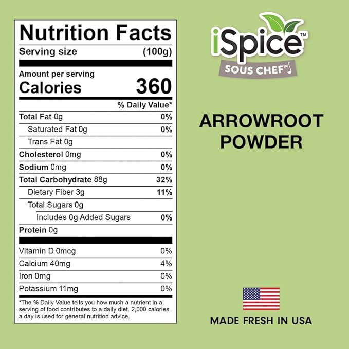 iSpice Premium Arrowroot Powder |Natural Thickener Arrowroot Flour |Gluten-Free Arrowroot Starch| Non -GMO Arrow Powder | 6oz (170g)
