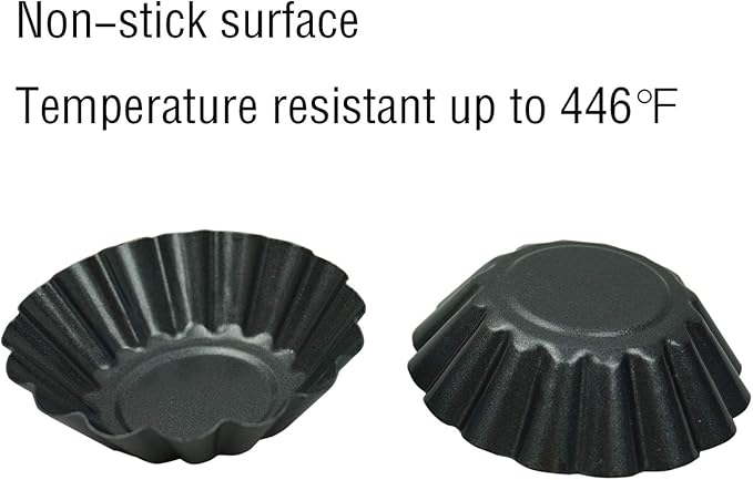12 Pack Egg Tart Pan, Non-stick Carbon Steel Tartlet Tins, Mini Pie Mould, Muffin Cupcake Pudding Baking Cup Maker - for Pies, Chinese Egg Tart, Cakes (Big Size 3"x 0.9")