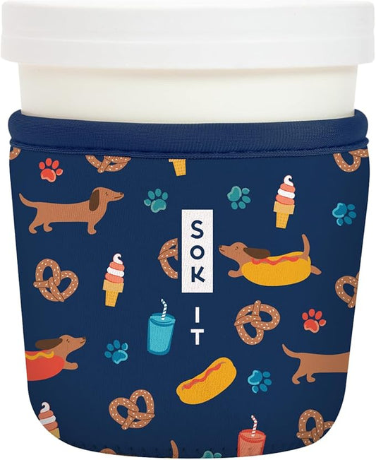 Sok It IceCreamSok Insulated Neoprene Cover (Hot Dawgs, Tapered Ice Cream Pints)
