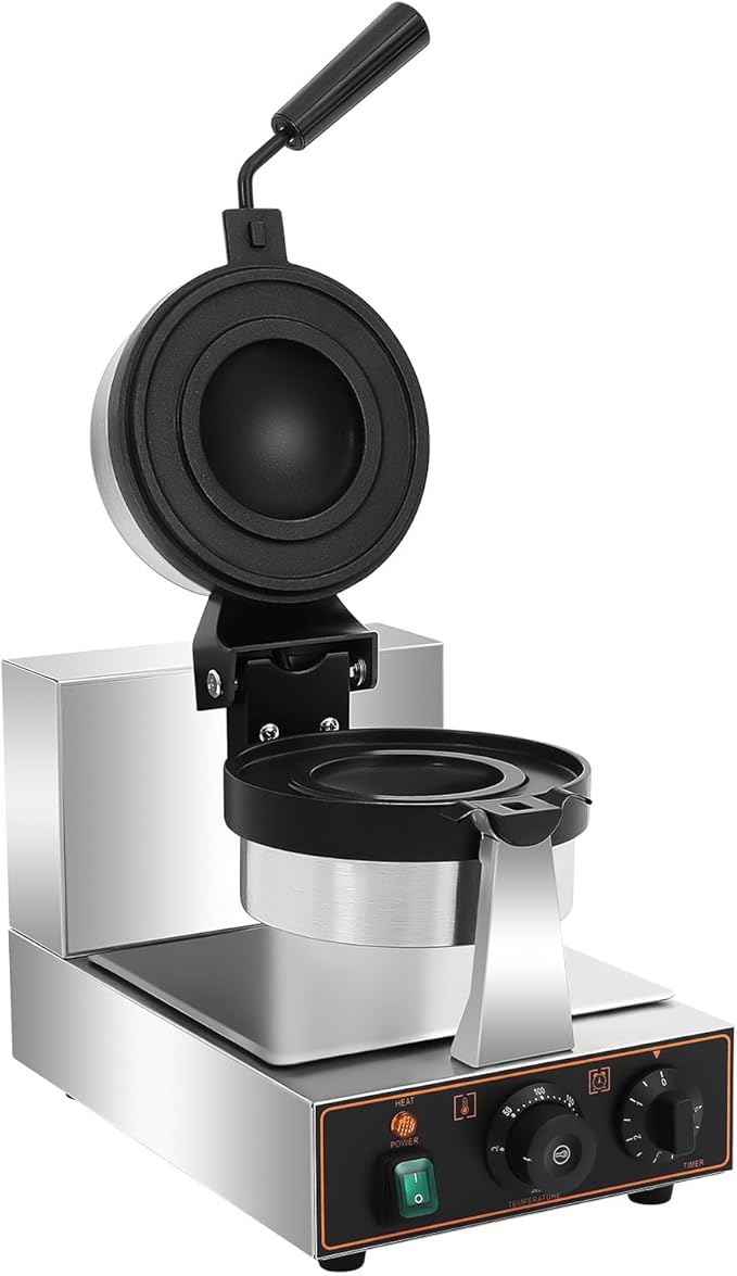 Burger Waffle Maker, Belgian Stainless Steel Nonstick Plates Waffle Burger Maker Machine, Time & Temperature Control, Cool Touch Thick Handle, Panini Press Machine for Baking Delicious (Single Head)