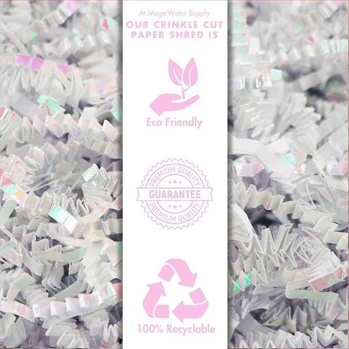 MagicWater Crinkle Cut Paper for Gift Baskets - 2LB - Diamond White - Perfect for Shredded Paper Filler, Basket Filler, Gift Boxes, Bridesmaid Gifts,Halloween Stuffers & More – Ideal for All Occasions