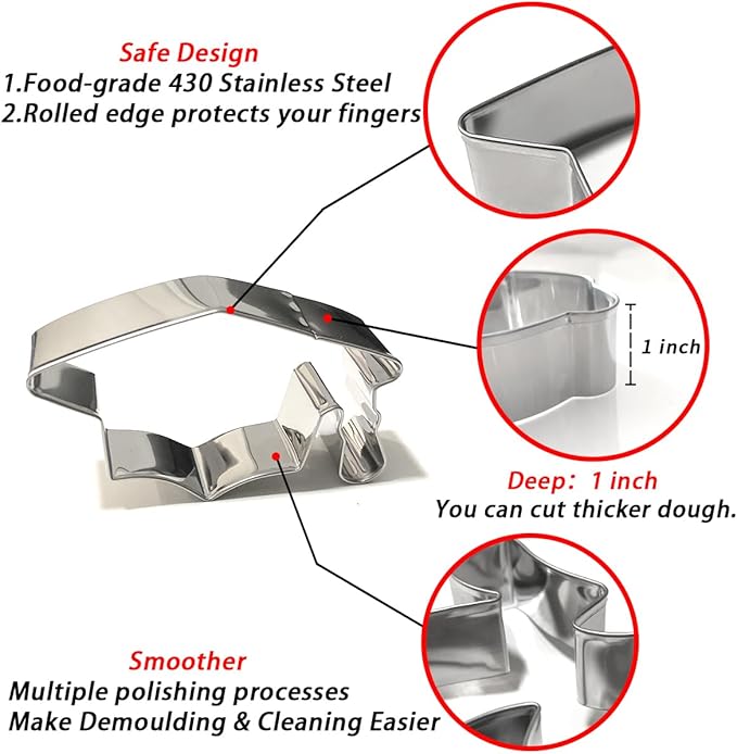 Graduation Cookie Cutters 6Pcs, Cap Gown Diploma Frame Medallion Shapes Cookie Cutter Mold, 304 Stainless Steel Biscuit Dough Fondant Cutters for Celebration Kitchen Baking