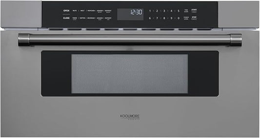 KoolMore Reserve 30 in. 1.2 cu. ft. Microwave Drawer with 10 Power Levels, Sensor Cooking, Melt, Defrost, Bake, Roast, Broil, Timer, Express Cook, 1500 Watts, UL Certified in Black Stainless-Steel