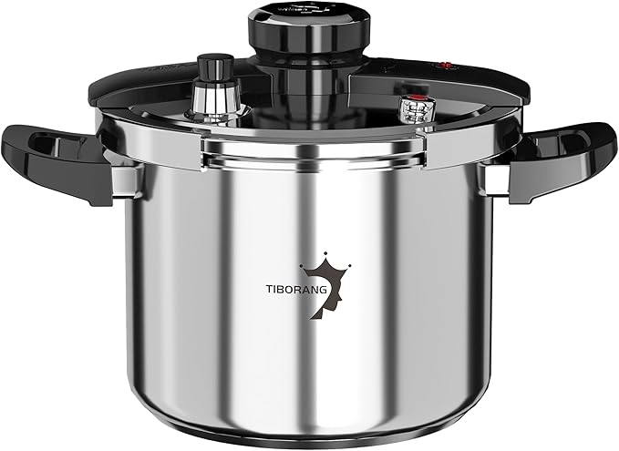 TIBORANG 8.5 QT Stainless Steel Pressure Cooker, [Multi-Cooker for Gas & Induction Stove] [Saves 70% Cooking Time] [One-Hand Operation], Family Size for 3-5 People, Olla de Presion