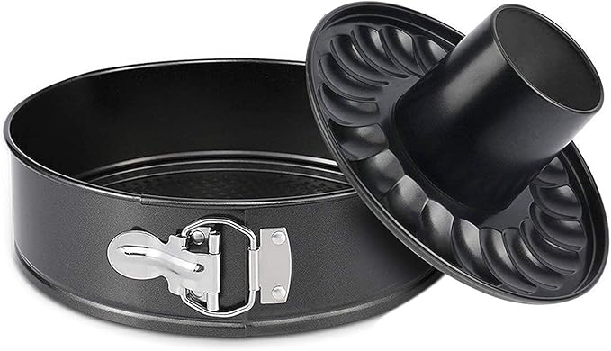 Gray 9 Inch Springform Bundt Pan, Heavy Duty Cheesecake & Ice-Cream Cake Pan with Removable Bottom and Quick-Release Latch