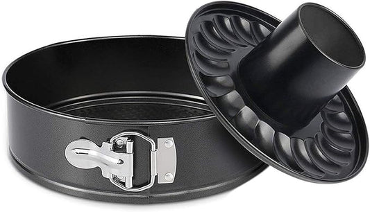 Gray 9 Inch Springform Bundt Pan, Heavy Duty Cheesecake & Ice-Cream Cake Pan with Removable Bottom and Quick-Release Latch