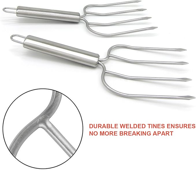 KAYCROWN Thanksgiving Roasting Kit - Stainless Steel Turkey Baster and Turkey & Roast Lifters, Silicone Turkey Baster with 2 Marinade Needles & Stainless Steel Turkey Forks Set