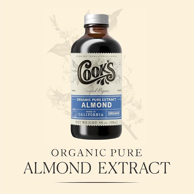 Cook's, Organic Pure Almond Extract, for Cookies, Cakes, Pastries, Allergen Free, 128 Ounces (1 Gallon)