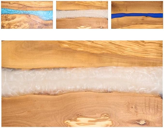 Italian Olive Wood luxury Cheese board with Resin, Charcuterie board, Chopping and Cutting Board for Meat Vegetable & Fruit, Wooden Epoxy Serving Board (White)