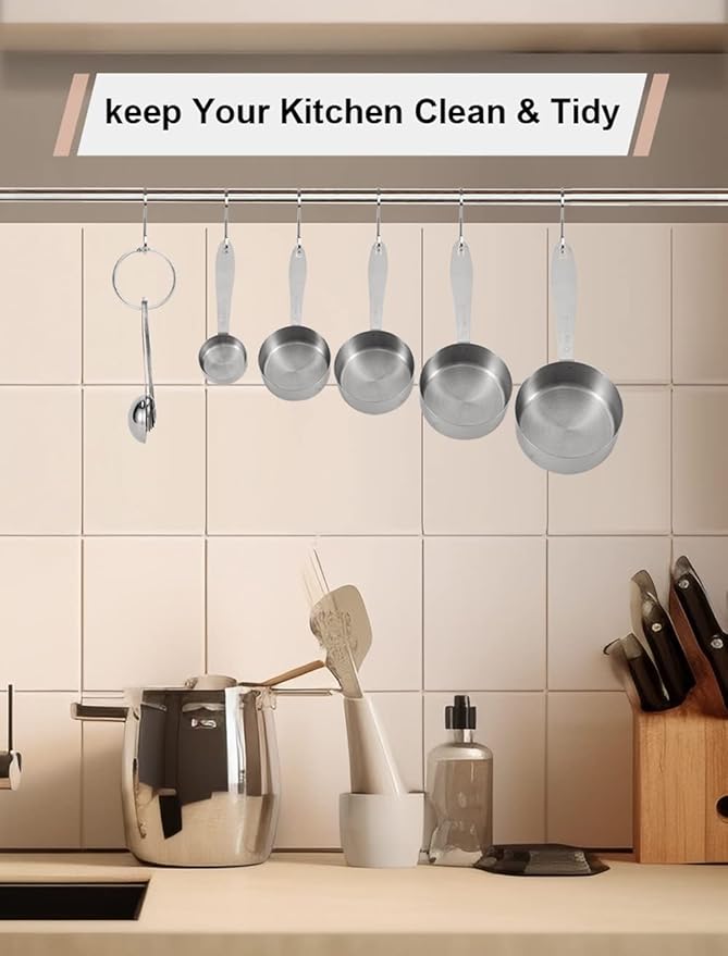 Joyhill Stainless Steel Measuring Cups and Spoons Set of 10 Piece, Stackable, Nesting Metal Measuring Cups for Dry & Liquid Ingredients, Cooking & Baking