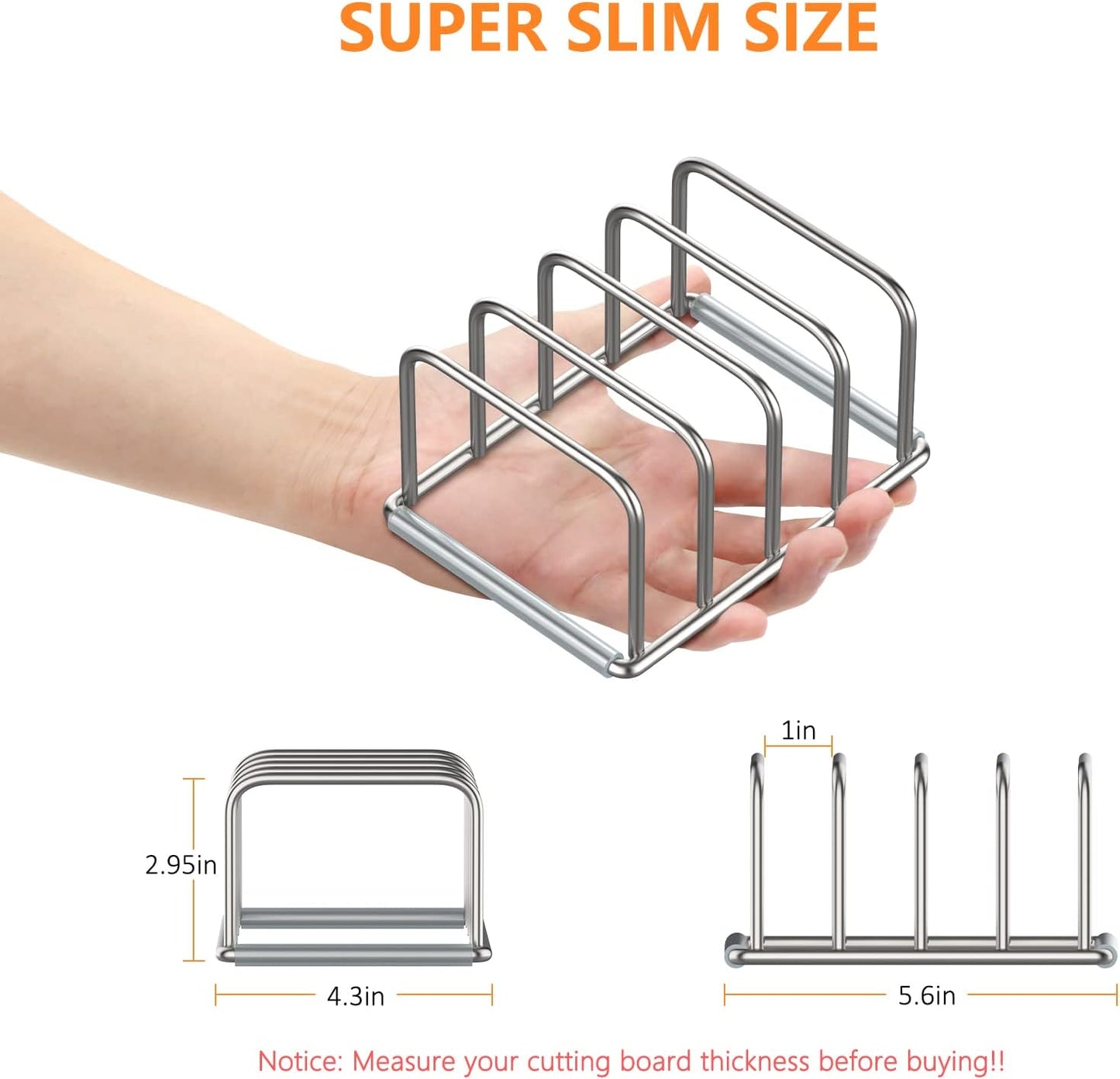 Cutting Board Holder, 2PSC Cutting Board Organizer Rack, 304 Stainless Steel Cookie Sheet Baking Pan and Tray Organizer for Kitchen Cabinet and Pantry Storage (1.0 Inch Width Slots)