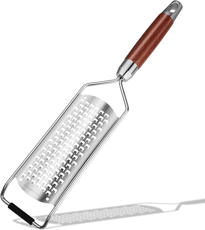 Professional-Grade Lemon Zester with Ultra-Coarse Blades, Heavy-Duty Cheese/Vegetable Grater, Solid Wood Handle Design - Rust-Resistant Durable, Essential Kitchen Tool (A1)