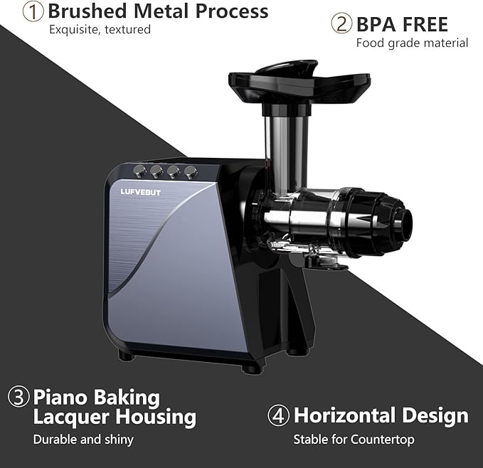 Cold Press Juicer Extractor Fruit Vegetable, Electric Coffee Grinder Burr Fine Coarse Grind for Beans Nuts, Celery Beet Carrot Wheatgrass Ginger Slow Juicer Machines Quiet BPA Free Easy To Clean