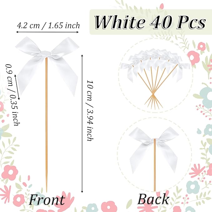 Black Bow Cupcake Toppers, 40 Pcs Bow Cake Topper Birthday Decorations Bowknot Cupcake Picks for Coquette Theme Party Decoration Bachelorette Bridal Engagement Wedding Baby Shower Party Decor