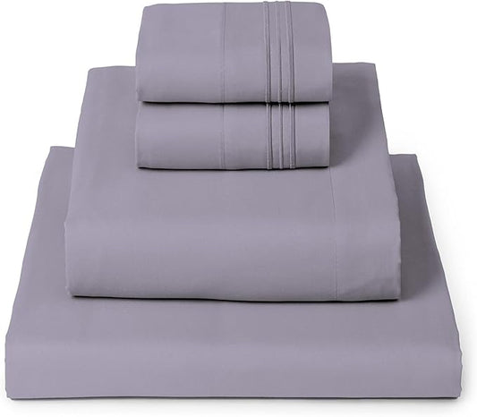 Mellanni Full Sheets Set - 4 PC Iconic Collection Bedding - Hotel Luxury, Extra Soft, Cooling Bed Sheets - Wrinkle, Fade, Stain Resistant (Full, Hazy Lilac)