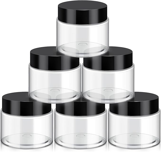 SATINIOR 6 Pack 8 oz Plastic Jars Containers with Lids Wide-mouth Refillable Leakproof Reusable Round Empty Jars for Travel Cosmetic Dry Food Spice Candy Cookie Home Kitchen Organizing(Black)