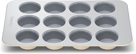 Caraway Non-Stick Ceramic 12-Cup Muffin Pan - Naturally Slick Ceramic Coating - Non-Toxic, PTFE & PFOA Free - Perfect for Cupcakes, Muffins, and More - Cream