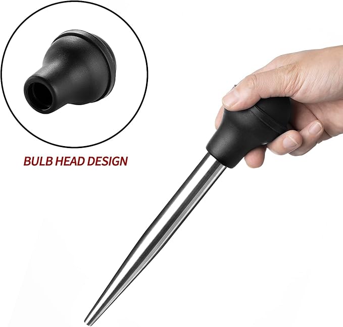 JY COOKMENT Stainless Steel Turkey Baster Baster Syringe for Cooking Meat Injector Set with 2 Marinade Needles 1 Basting Brush1 Cleaning Brush for Home Baking Kitchen Tool,2023 UPDATE