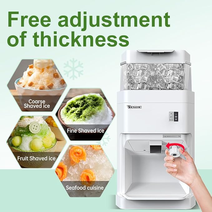 Electric Snow Cone Machine, 300W Ice Shaver Machine, Thickness Adjustable Ice Shaving Machine 881LBs/hr Rotate Speed & Strong Power for Home and Parties Events Snack Bar (6.9Qt)