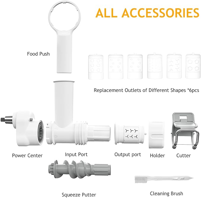 Pasta Maker Attachment for Kitchenaid Stand Mixer with 6 Different Shapes of Pasta Outlet, Durable Kitchenaid Accessories and Attachments, Dishwasher Safe