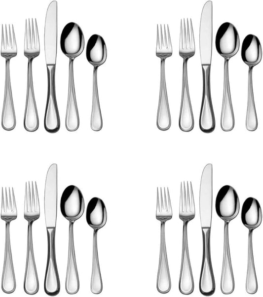 Mikasa 5100237 Bravo 20-Piece 18/10 Stainless Steel Flatware Set, Service for 4