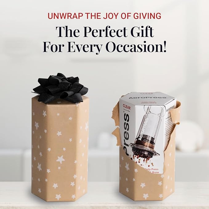 AeroPress Clear Coffee Press – 3 In 1 Brew Method Combines French Press, Pourover, Espresso, Full Bodied Coffee Without Grit or Bitterness, Small Portable Coffee Maker for Camping & Travel, Clear