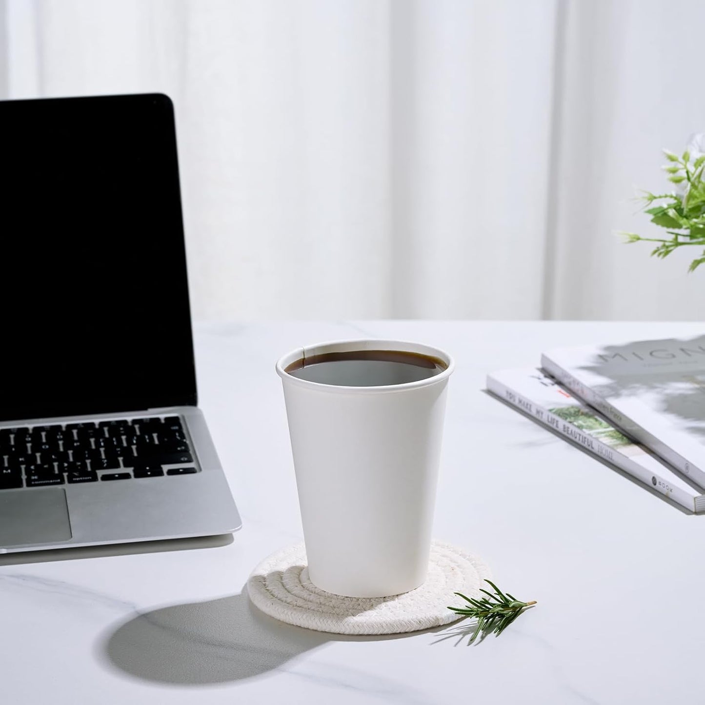 LITOPAK 1000 pack Paper Cup 12 oz, Bulk White Paper Cups, Disposable Hot Paper Coffee Cups for Offices, Schools, Shops, Restaurants