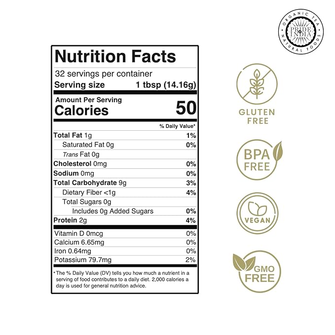 Pride of India- White Bolivian Quinoa Flour 1 lbs (454 gm) Nutty Earthy Taste Freshly Milled in Small Batches | Used for Baking Pizza Crust Thickening Agent Coating | Vegan, Gluten-Free