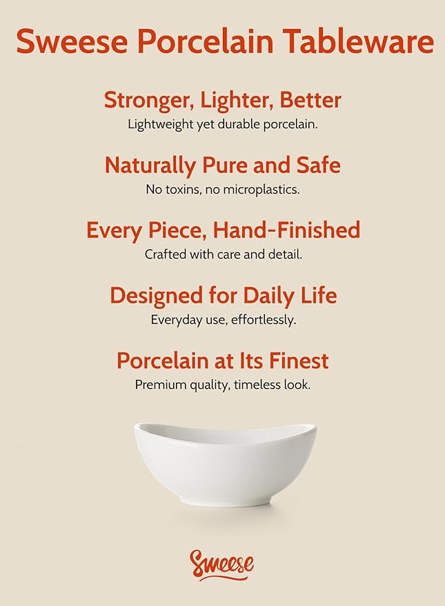 Sweese 4 oz Porcelain Bowls Set of 6 - White, Small Dipping/Snack/Sauce/Condiment Dish - Microwave, Dishwasher Oven Safe