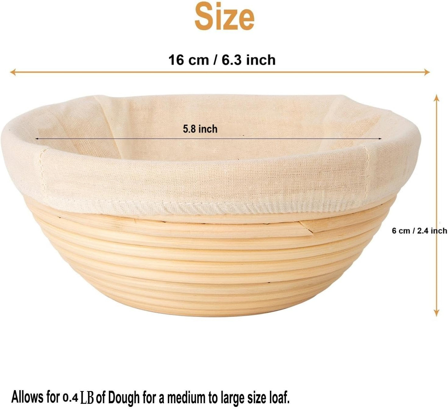 Banneton Bread Proofing Basket Set of 4PCS 6 Inch Round Sourdough Dough Proofing Bowls for Sour Dough Bread Baking Supplies, Proofing Basket or Home Sourdough Bakers Baking