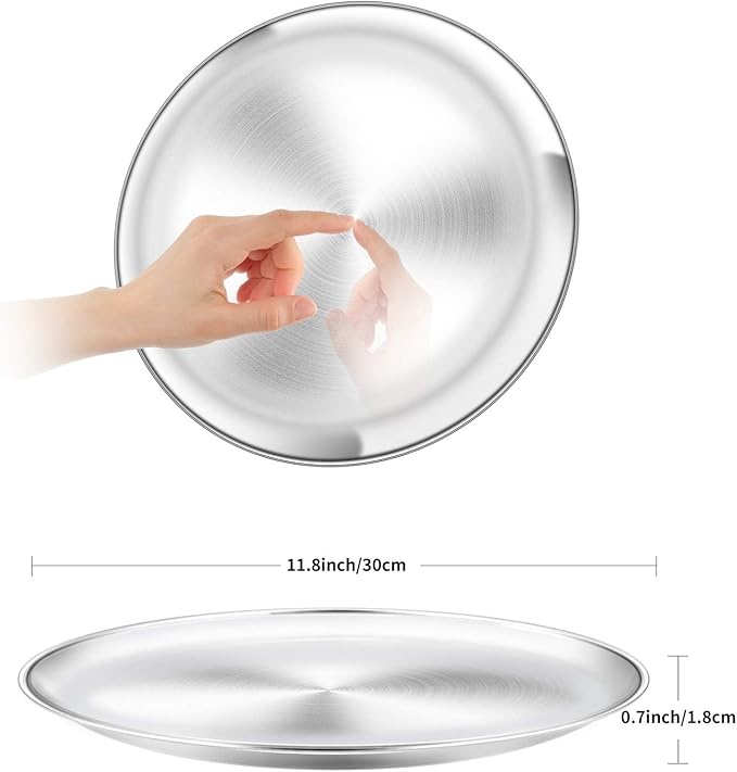 Pizza Pan Set of 3, Stainless Steel Pizza Pie Pan Tray Platter Pizza Tray, Round Pizza Dish Plate For Oven Baking, Healthy Metal Pizza Baking Cooking Pan for Oven - Size of 12 inch