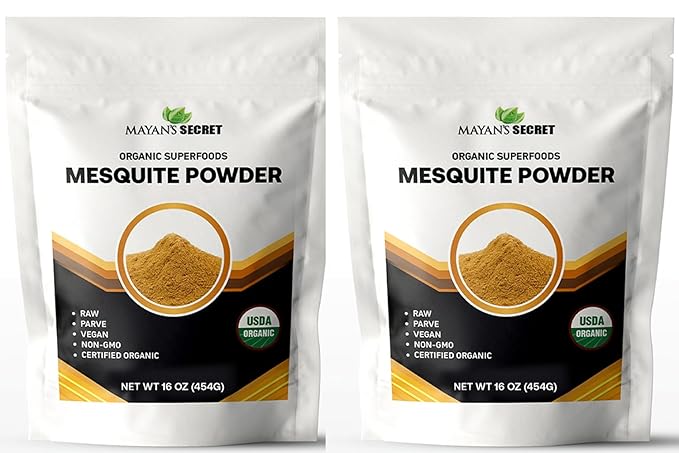 Mesquite Powder USDA Certified Non GMO, Vegan Protein Superfood Natural Fiber - Perfect for Smoothies and Baking 16 Ounces (1 Pound (Pack of 2))