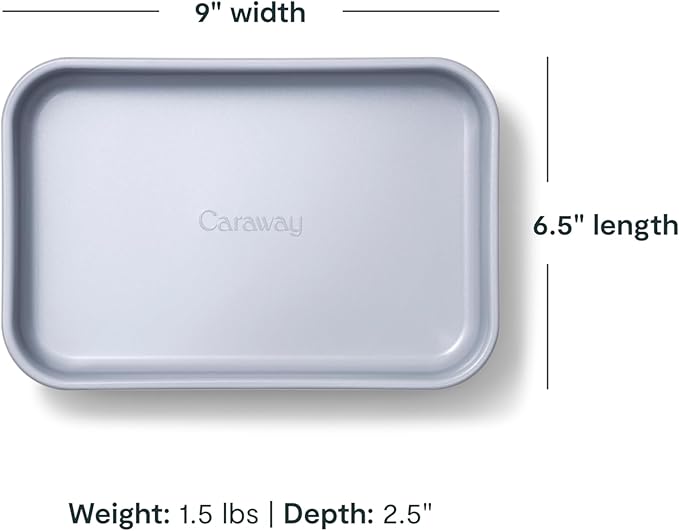 Caraway Nonstick 9” x 6.5” Small Rectangle Baking Pan Duo – Non-Toxic, PTFE & PFOA Free – Aluminized Steel Core – Deep Ceramic Baking Pan for Casseroles, Lasagna & More - Slate
