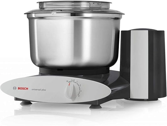 Bosch Universal Plus Stand Mixer with Stainless Steel Bowl with NutriMill Dough Hook Extender Bundle- Black 500 Watt