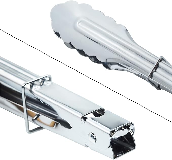 Stainless Steel Locking Kitchen Tongs Extra Long Sturdy Heavy Duty Tongs Set for Cooking Grilling and Barbecue BBQ (14-Inch 3 Pieces)