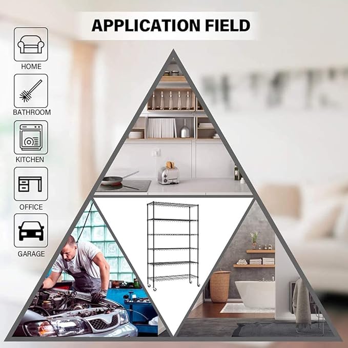 FDW 48"L×18"W×82"H Wire Shelving Unit Storage Cart Metal Shelf Rolling Utility Cart 2100Lbs Capacity with 6 Tier Casters Adjustable Layer Rack Strong Steel for Restaurant Garage Pantry Kitchen,Chrome