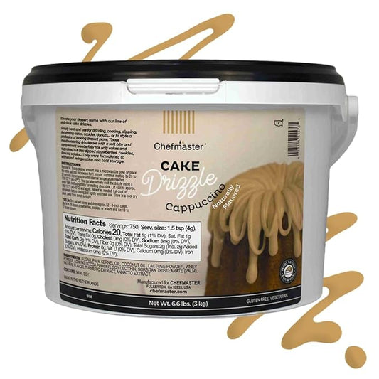 Cappuccino-Flavored Cake Drizzle by Chefmaster, Edible Cake Drip Frosting for Decorating, Drip for Cakes, Cupcakes, Cookies, Donuts, 6.6 lbs