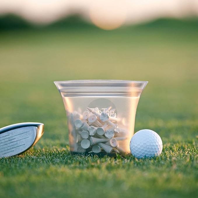 Zip Top Reusable Food Storage Bags | Short Cup [Peach] | Silicone Meal Prep Container | Microwave, Dishwasher and Freezer Safe | Made in the USA