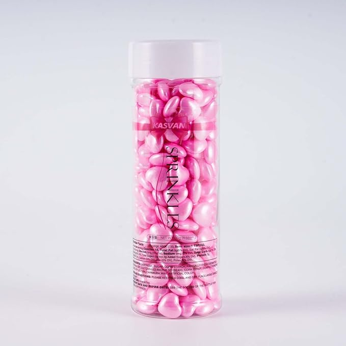 Kasvan Pink Heart Shapes Sprinkles - Edible Candy Pearls 130g/4.58 Oz, Mix Size, Baking Cake Decorations, Ice Cream Toppings and Cookie Decorating, Wedding Party Chirstmas Supplies (Pink)