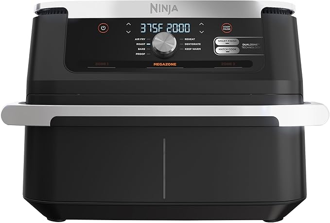 Ninja Foodi 11 Quart 7-in-1 MegaZone XL FlexBasket Air Fryer, Basket Divider for Full Meals, Air Fry, Roast, Grey (Renewed)