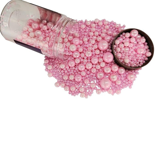 Edible Pink Sugar Pearls Candy Sprinkles 120G/ 4.23Ounce Baking Cake Sprinkles Cupcake and Cake Topper Cookie Decorations Wedding Party Valentines Halloween Christmas Supplies
