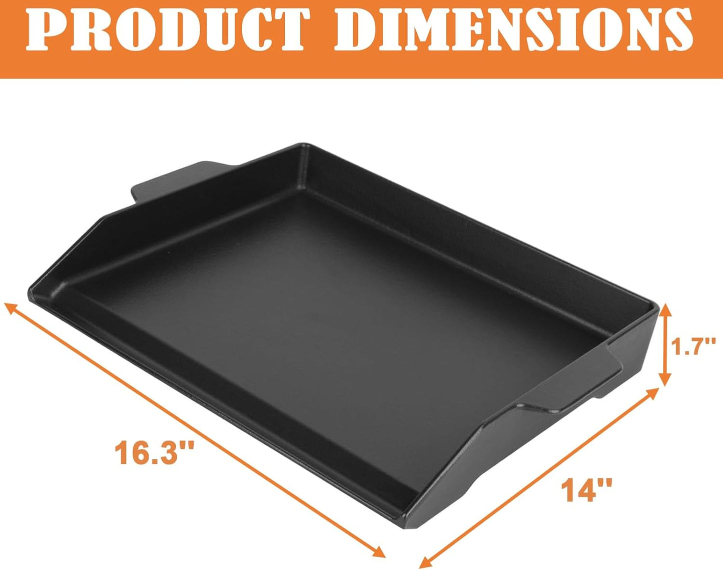 Universal Cast Iron Cooking Griddle Insert,Pre-Seasoned Nonstick Coating Griddle Pan for Gas Grill,BBQ Flat Top Grill Plate with High Sidewalls for All Grills and 4 Burner Range Oven,18.5"x14"