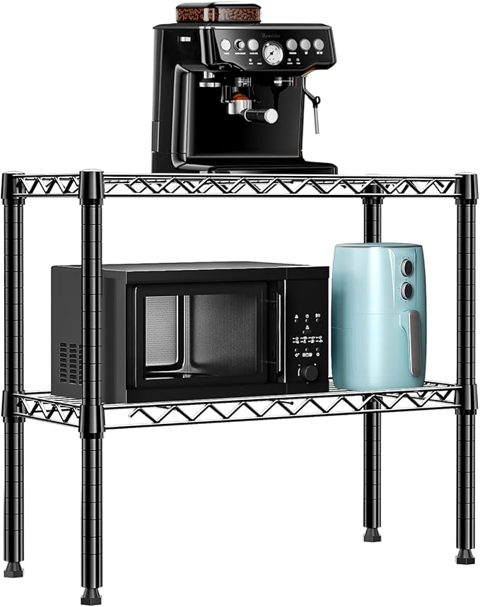 MZG 220 lbs 2 Tier Storage Rack Metal Wire Shelving Unit, Storage Standing Household Shelf Organizer for Laundry Bathroom Kitchen Pantry Closet Basement Utility Room, Black 11.8" D x 27.6" W x 23.4" H