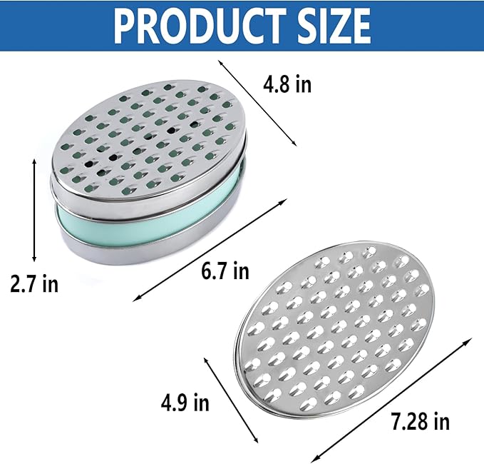 Cheese Grater Citrus Lemon Zester with Food Storage Container & Lid - Perfect For Hard Parmesan Or Soft Cheddar Cheeses, Ginger, Vegetables, Butter, Chocolate & Nutmeg (Green)