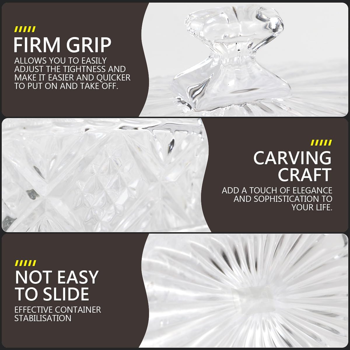 Glass Butter Dish with Lid Handle Butter Keeper Dessert Tray Cake Plate Crystal Covered Butter Dish for Home Kichen Candy, Dessert, Parfait, Jam