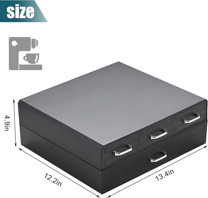 K Cup Holder Drawer 66/88 Pods Capacity, Four Drawers Design for Nespresso Pods Holder, Coffee Pod Holder Compatible With Keurig Pod Organizer&Nespresso/K-Cup/Vertuo Pod Holder, Black