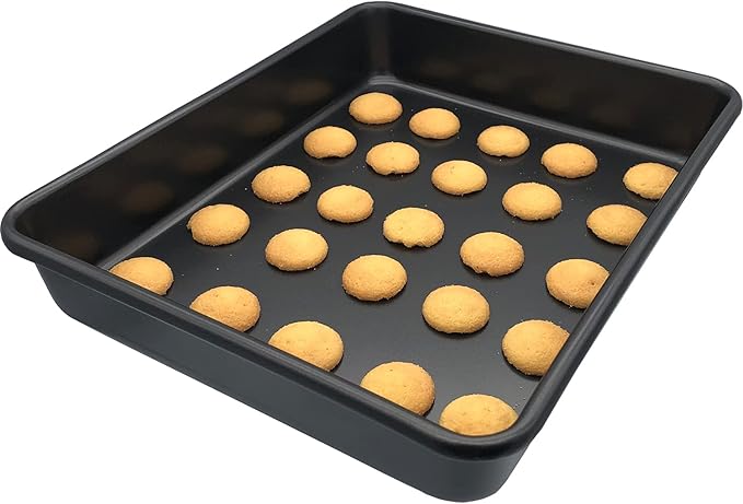 Small Baking Pans 11x9 Inch 2Pcs Mini Cookie Sheets Toaster Oven Tray Nonstick Thicken Brushed Carbon Steel No Warp Magnetic 1 to 2 Person Bakeware by HYTK